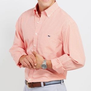 Vineyard Vines Orange Gingham Button-Down Shirt